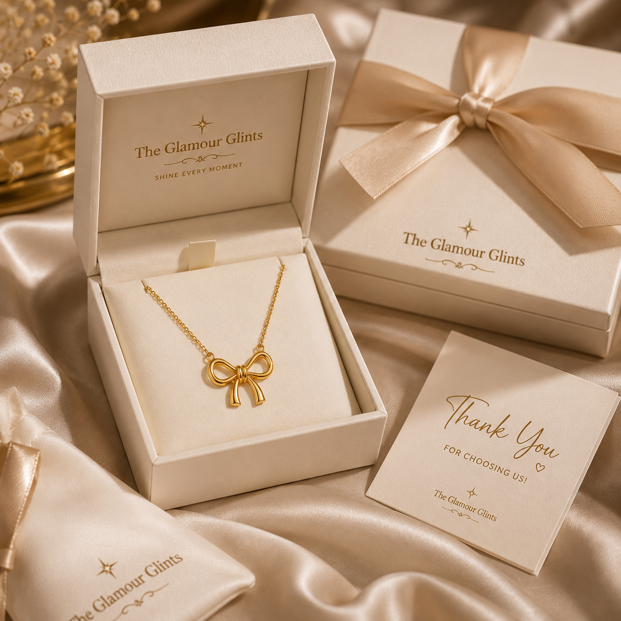 Elegant Gold Bow Pendant on Chain - Image 5
